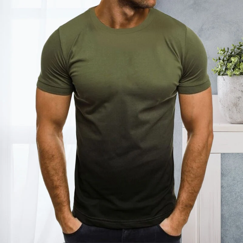 Gradient Print Round Neck Short Sleeve Top - Image 7