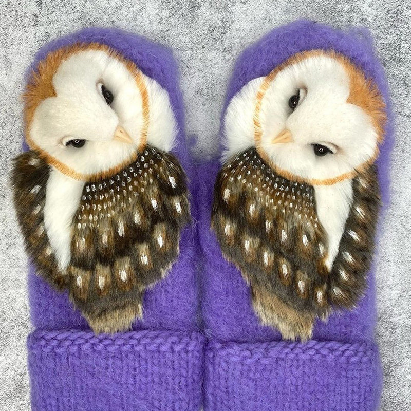 Hand Knitted Nordic Mittens With Owls - Image 6