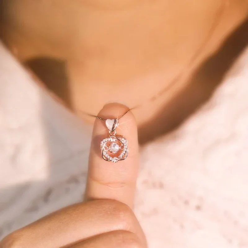 Heart necklace Set with rose - Image 3