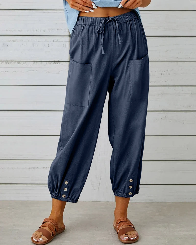 High waist button nine points pants - Image 5