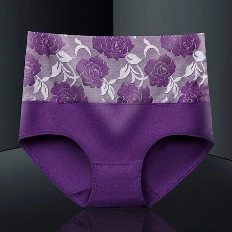 High Waist Cotton Print Flower Briefs - Image 25
