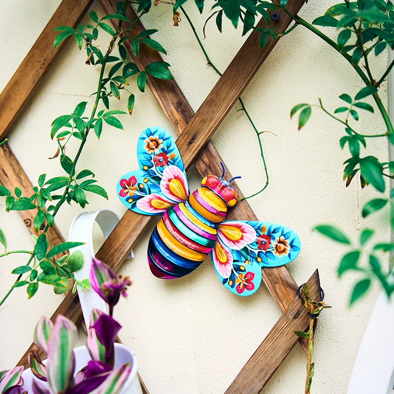 Iron Bee Art Sculpture Hanging Wall Decorations for Garden - Image 18