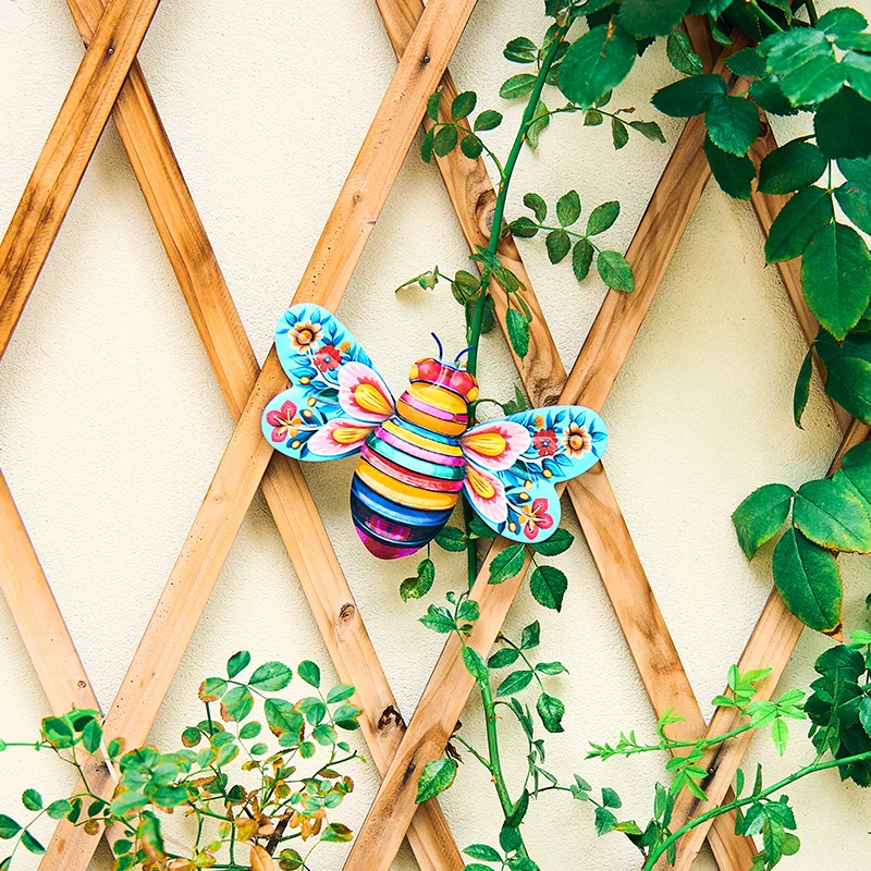 Iron Bee Art Sculpture Hanging Wall Decorations for Garden - Image 19