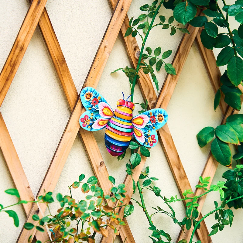 Iron Bee Art Sculpture Hanging Wall Decorations for Garden - Image 14