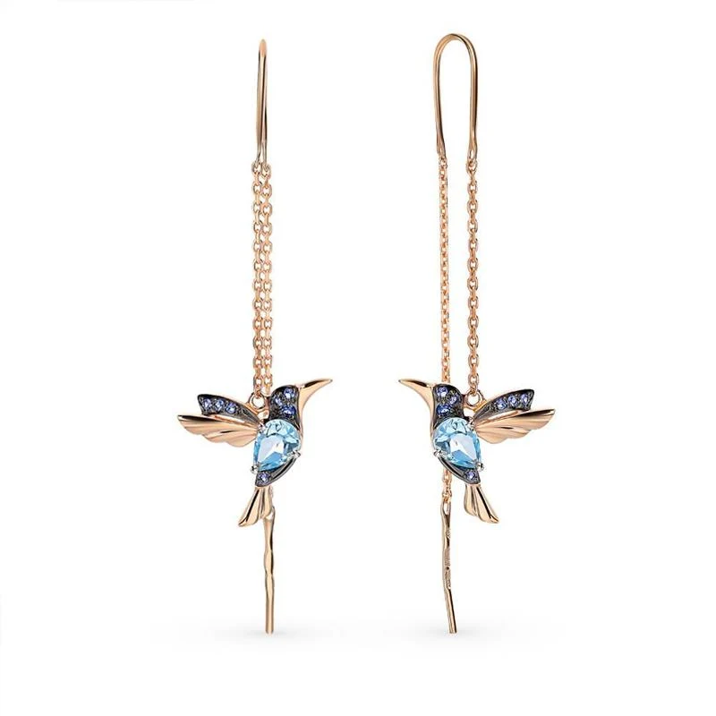 Ladies Elegant Hummingbird Rhinestone Stud Earrings - Image 6