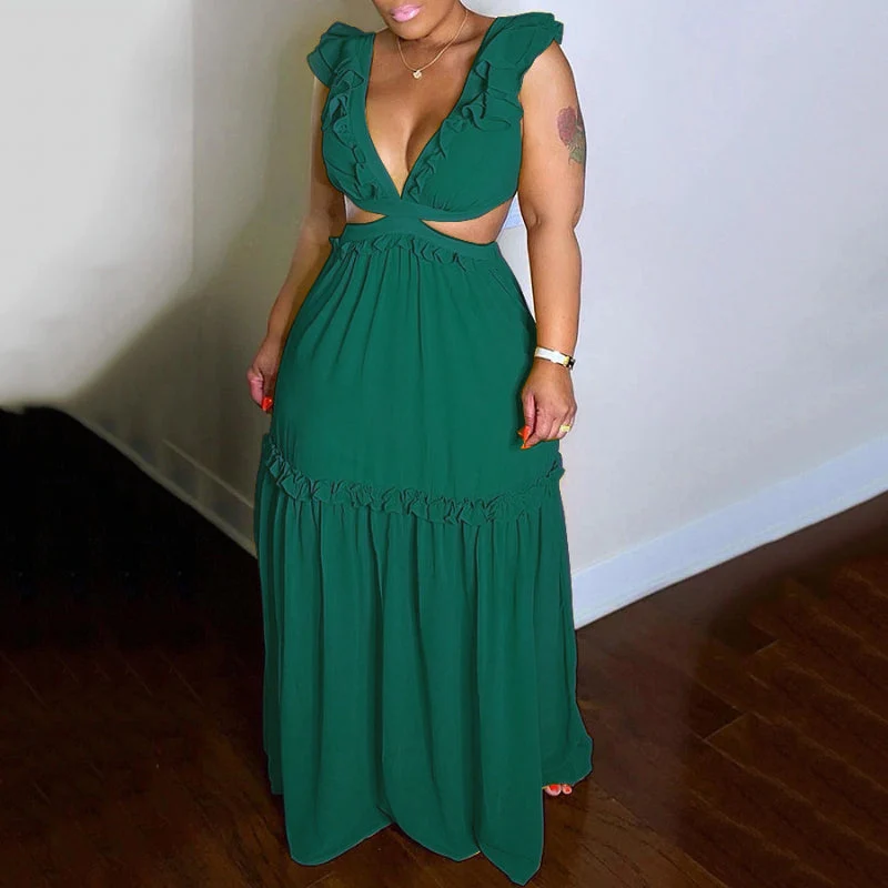 Ladies Sexy V-Neck Lace-Up Dress - Image 7