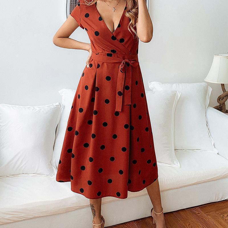 Lady Fashionable Dotted Dress - Image 5