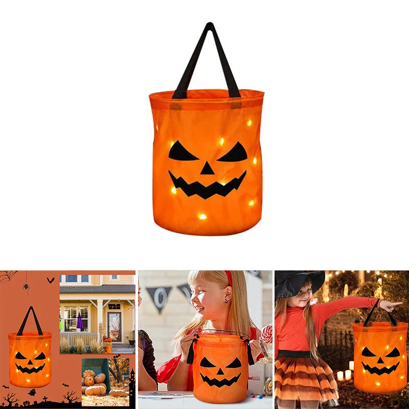 LED Light Halloween Trick or Treat Bags Pumpkin Bucket - Image 2