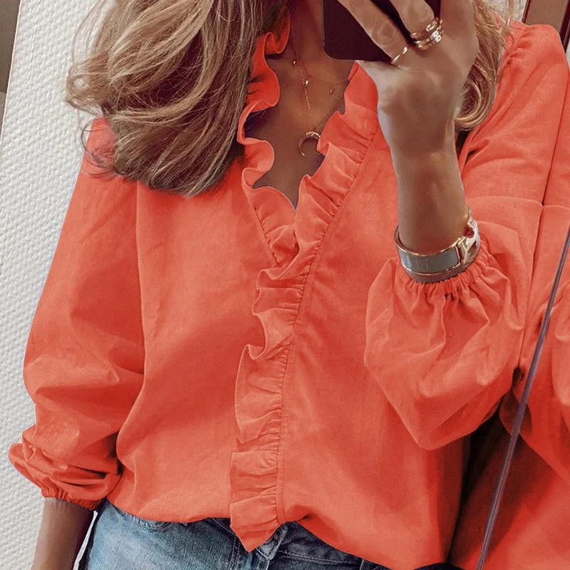 Long-Sleeved Ruffled Women'S Shirt - Image 10
