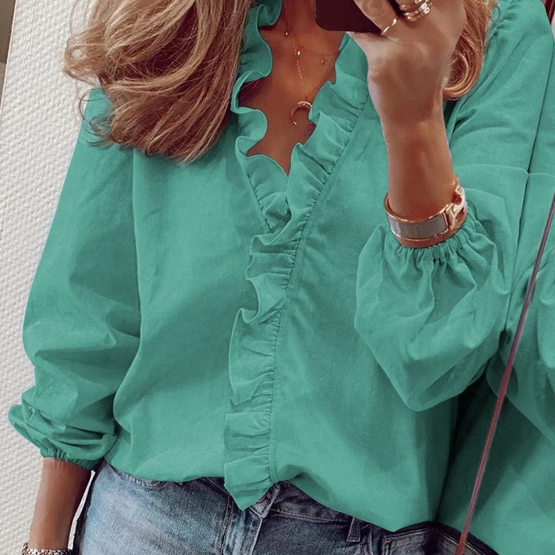 Long-Sleeved Ruffled Women'S Shirt - Image 11