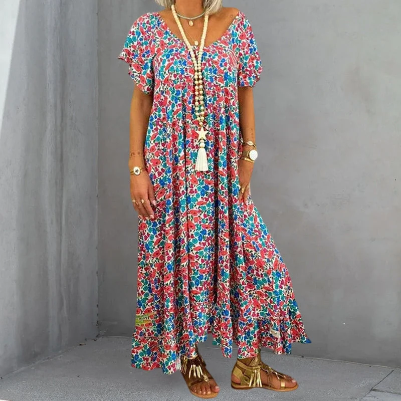 Loose Long Printed Bohemian Dress - Image 7
