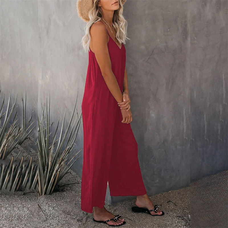 Loose Sleeveless Strap Stretchy Jumpsuit - Image 6