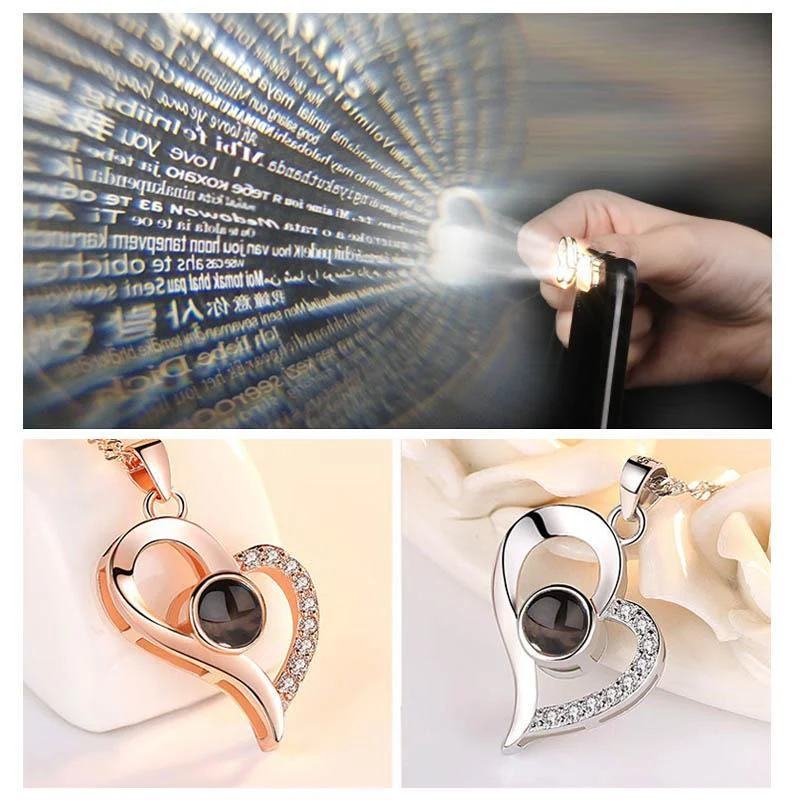 Love Projection Heart Necklace (I Love You in 100 Languages) - Image 2