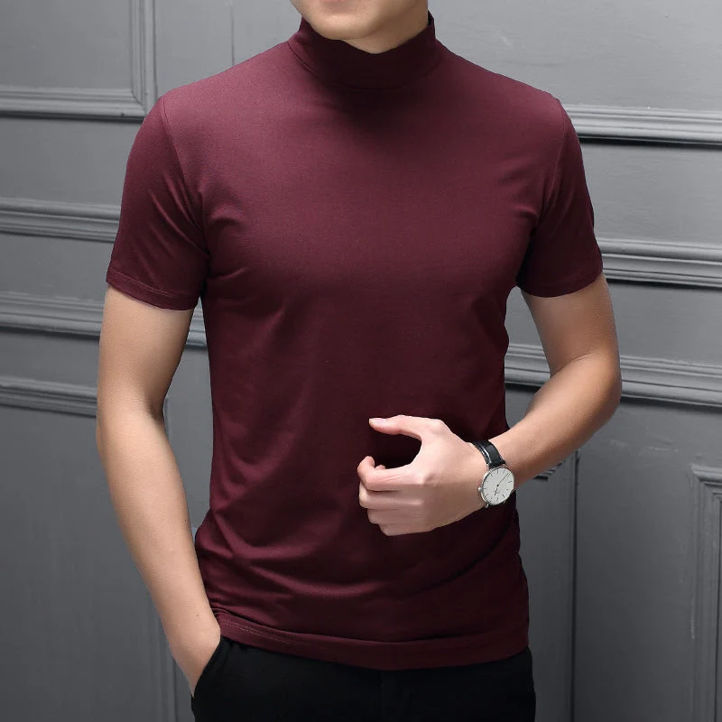 Mens High Neck Slim Fit T-shirt - Image 6