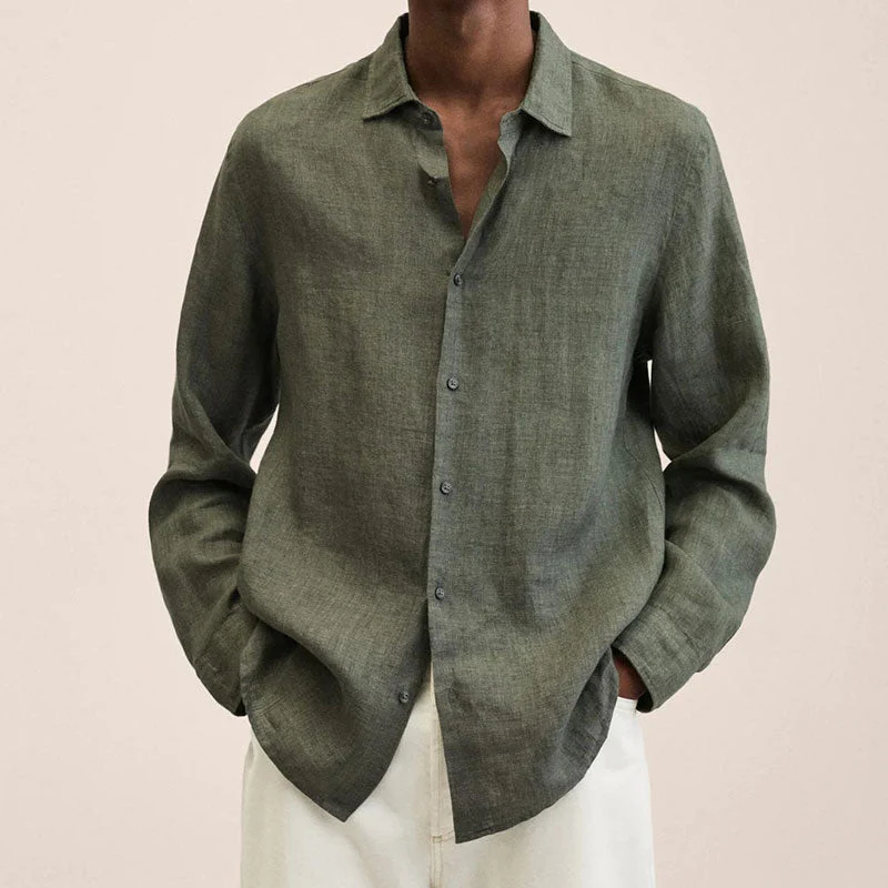 Men's Linen Long Sleeve Shirt - Image 14