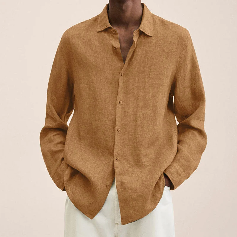 Men's Linen Long Sleeve Shirt - Image 15