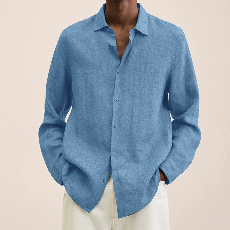 Men's Linen Long Sleeve Shirt - Image 17