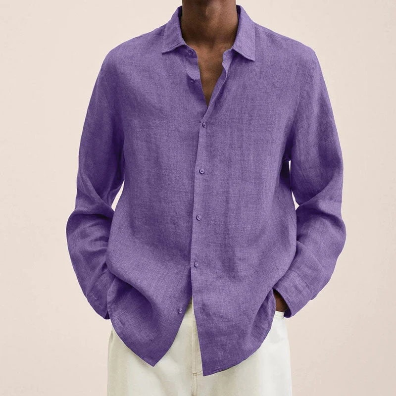 Men's Linen Long Sleeve Shirt - Image 18