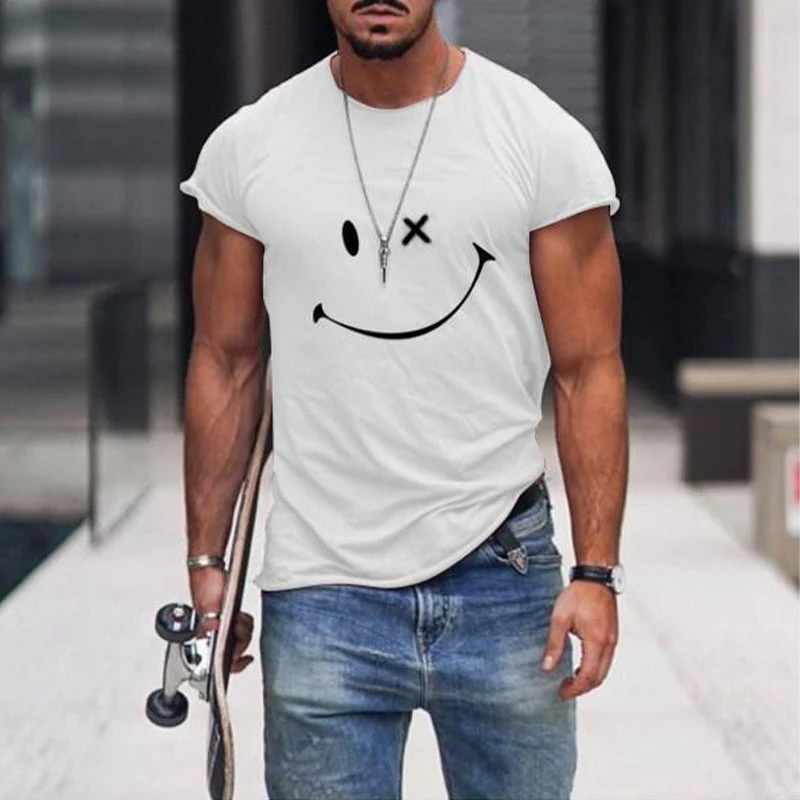 Men's Smile Round Neck Short Sleeve T-shirt - Image 11