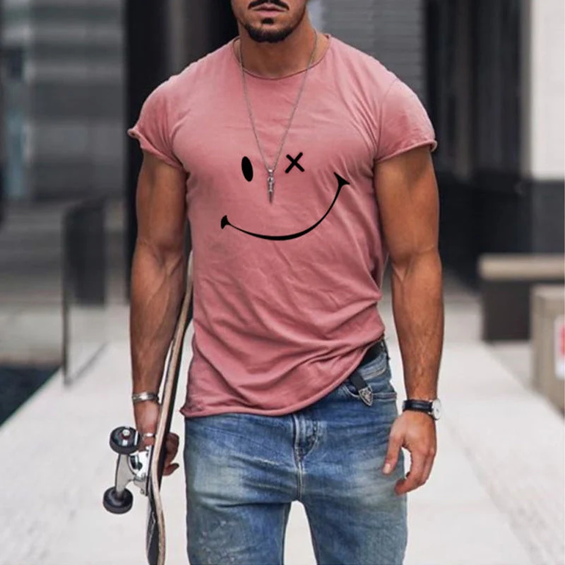 Men's Smile Round Neck Short Sleeve T-shirt - Image 7