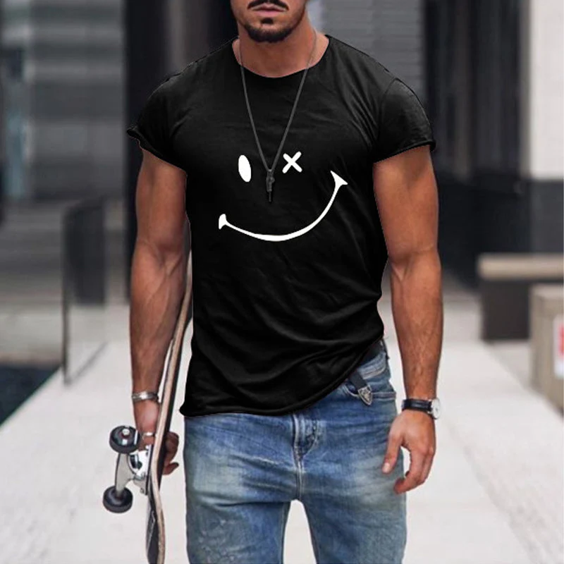 Men's Smile Round Neck Short Sleeve T-shirt - Image 9