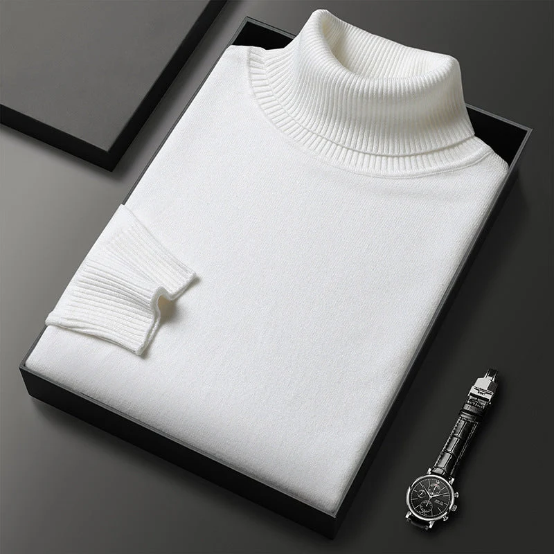 Men's Solid Color Turtleneck Sweater - Image 10