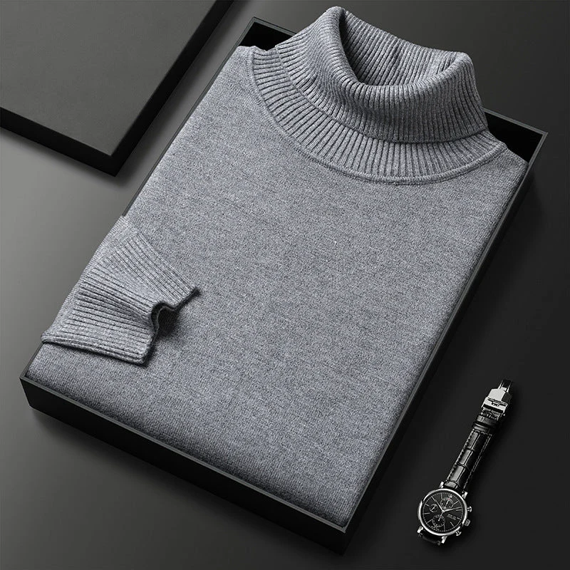Men's Solid Color Turtleneck Sweater - Image 11