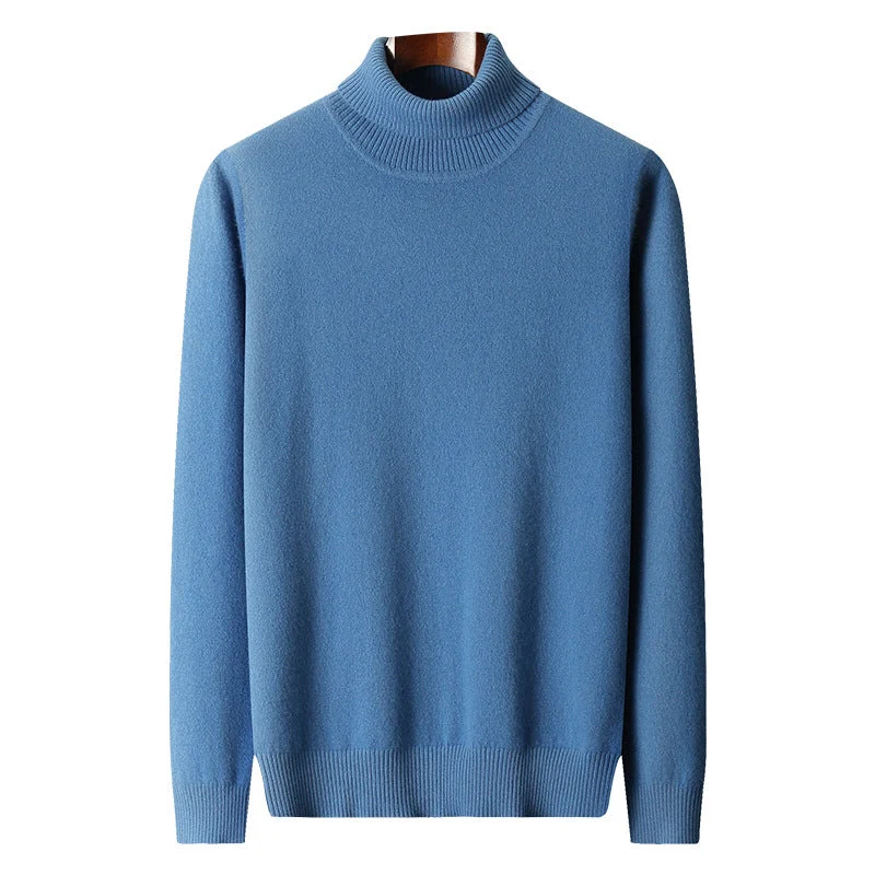 Men's Solid Color Turtleneck Sweater - Image 3