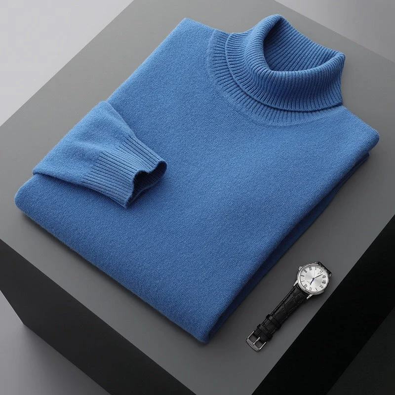 Men's Solid Color Turtleneck Sweater - Image 4
