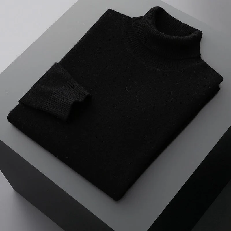 Men's Solid Color Turtleneck Sweater - Image 5