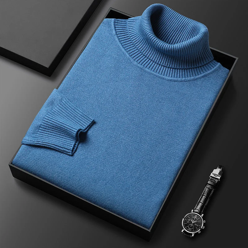 Men's Solid Color Turtleneck Sweater - Image 6
