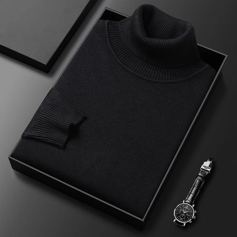 Men's Solid Color Turtleneck Sweater - Image 7