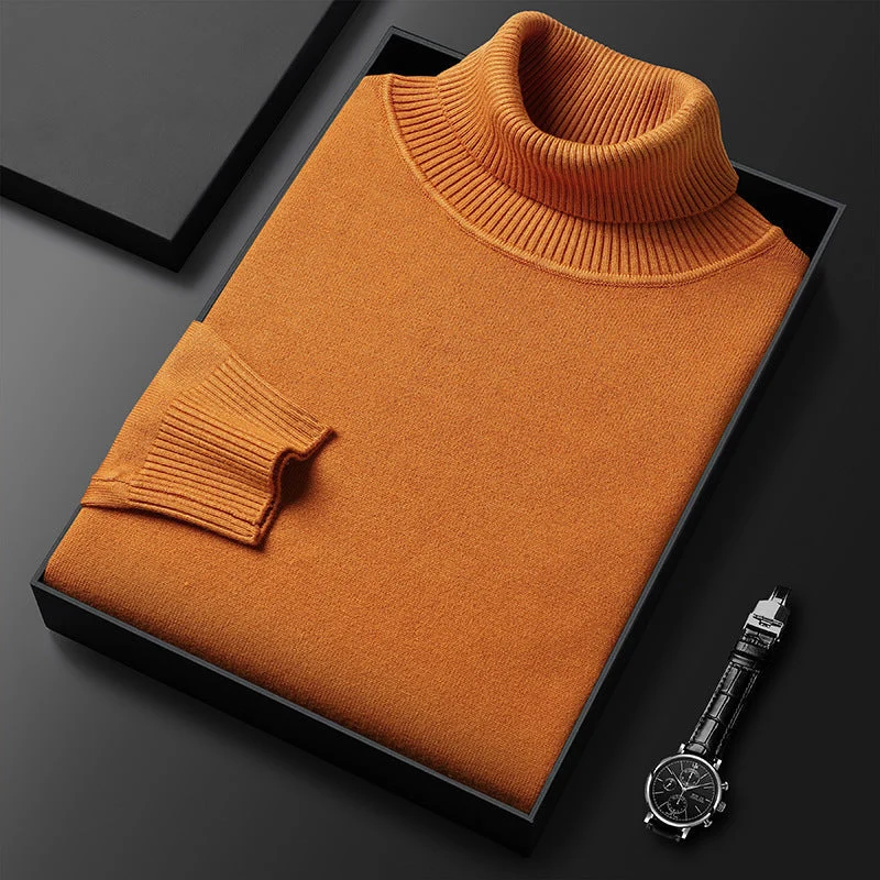 Men's Solid Color Turtleneck Sweater - Image 8