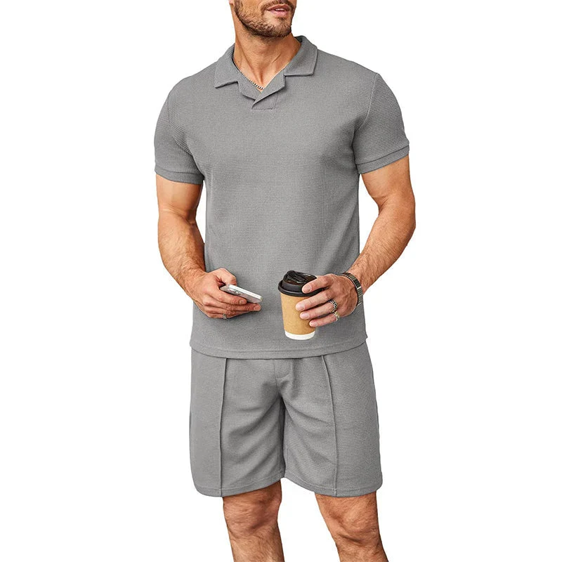 Men's V Neck Summer Casual Set - Image 16
