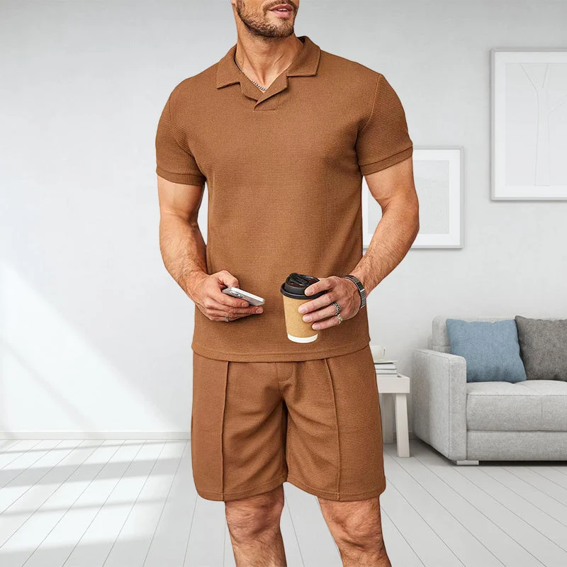 Men's V Neck Summer Casual Set - Image 2