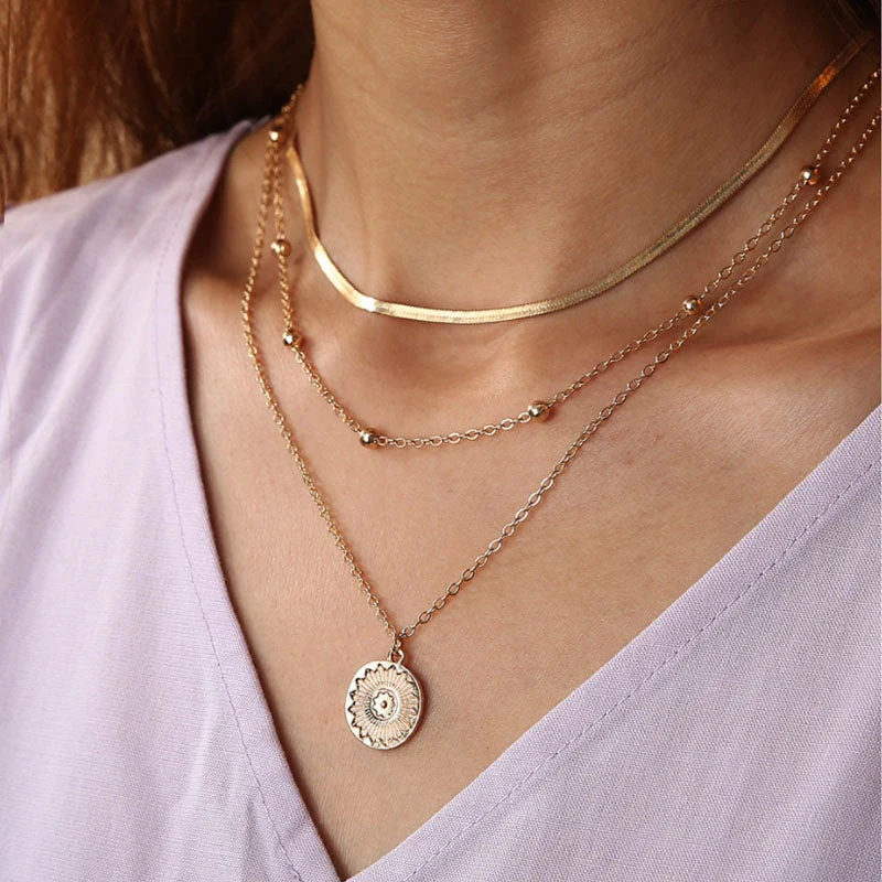 Multi-Layer Lotus Pendant Necklace - Image 3