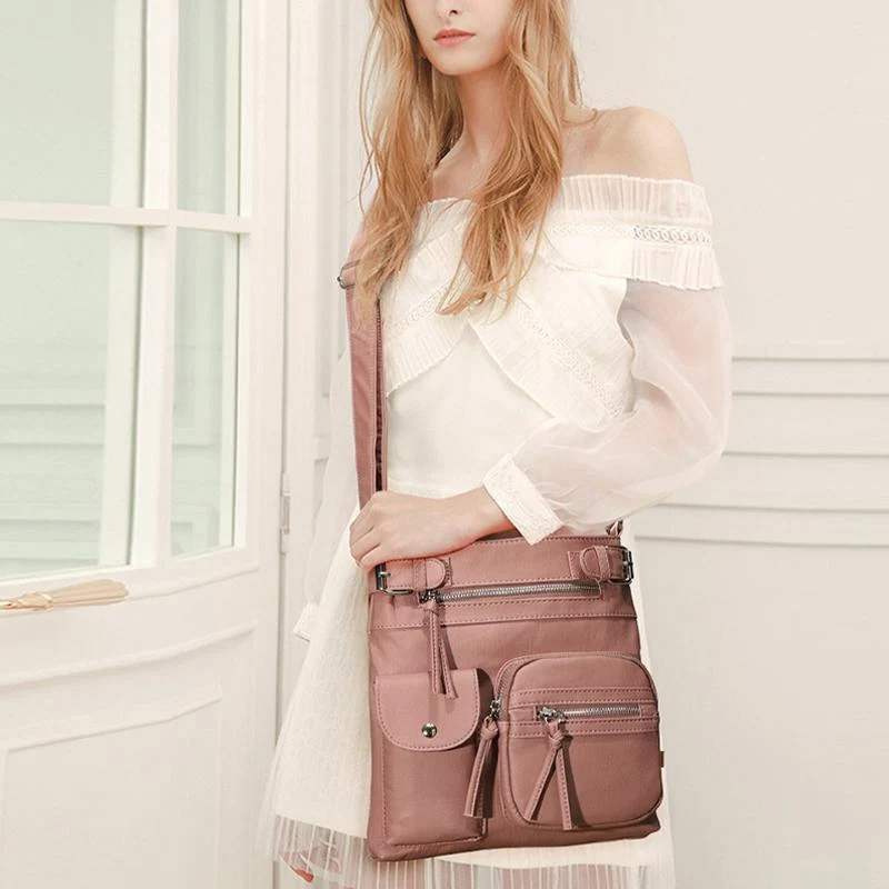Multi-Pocket Soft PU Crossbody Bag - Image 3