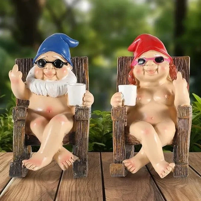 Naughty Garden Gnome Funny Statue - Image 11