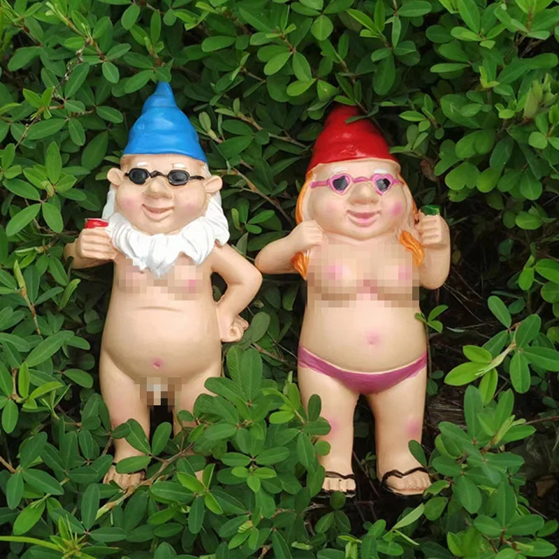 Naughty Garden Gnome Funny Statue - Image 3
