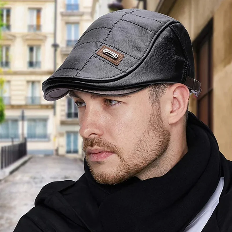 New Trendy Leather Beret - Image 5