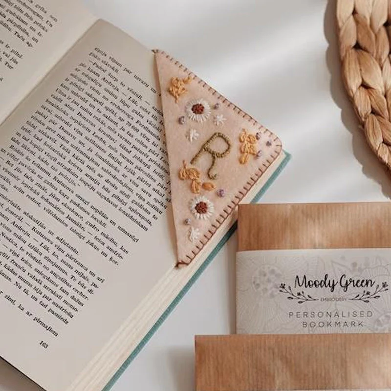 Personalized Hand Embroidered Corner Bookmark - Image 2