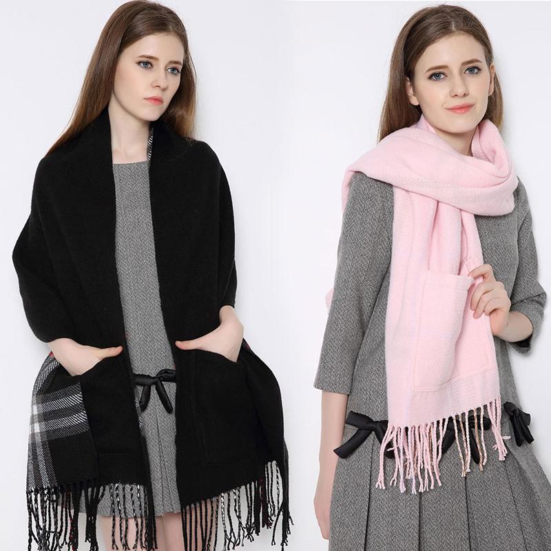 Plaid Shawl Wrap With Pockets - Image 11