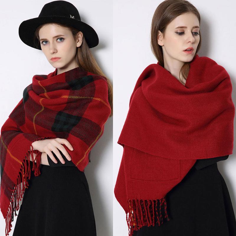 Plaid Shawl Wrap With Pockets - Image 8