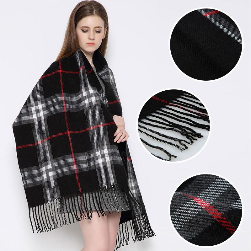 Plaid Shawl Wrap With Pockets - Image 9
