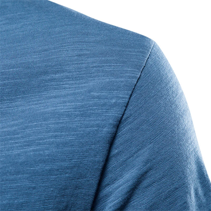 Plain Slub Cotton V-neck T-shirt - Image 6