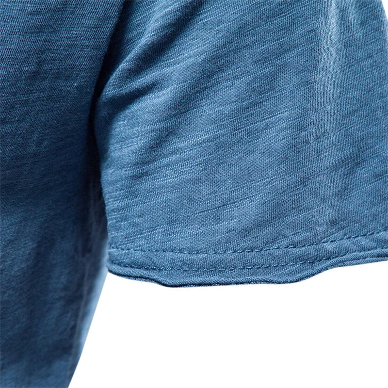 Plain Slub Cotton V-neck T-shirt - Image 7