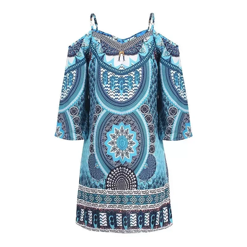 Printed Crew Neck Slip Dress - Image 11