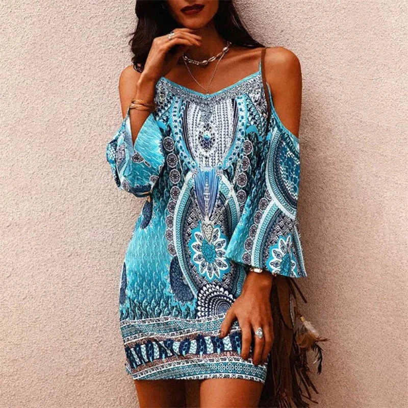 Printed Crew Neck Slip Dress - Image 4
