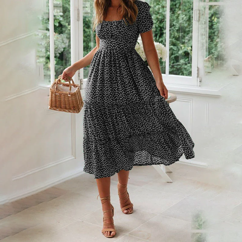 Puff Sleeve Floral Long Dress - Image 10