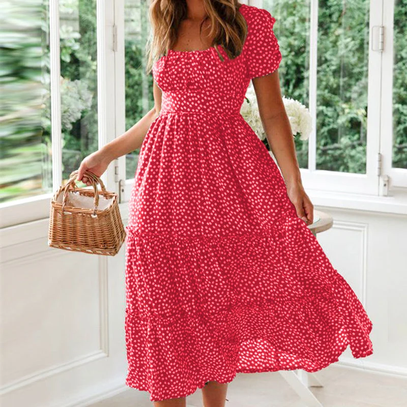 Puff Sleeve Floral Long Dress - Image 11